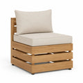 Fauteuil modulable d’extérieur 1 place en bois d’acacia massif avec coussins en polyester beige, 80 × 80 × 76 cm