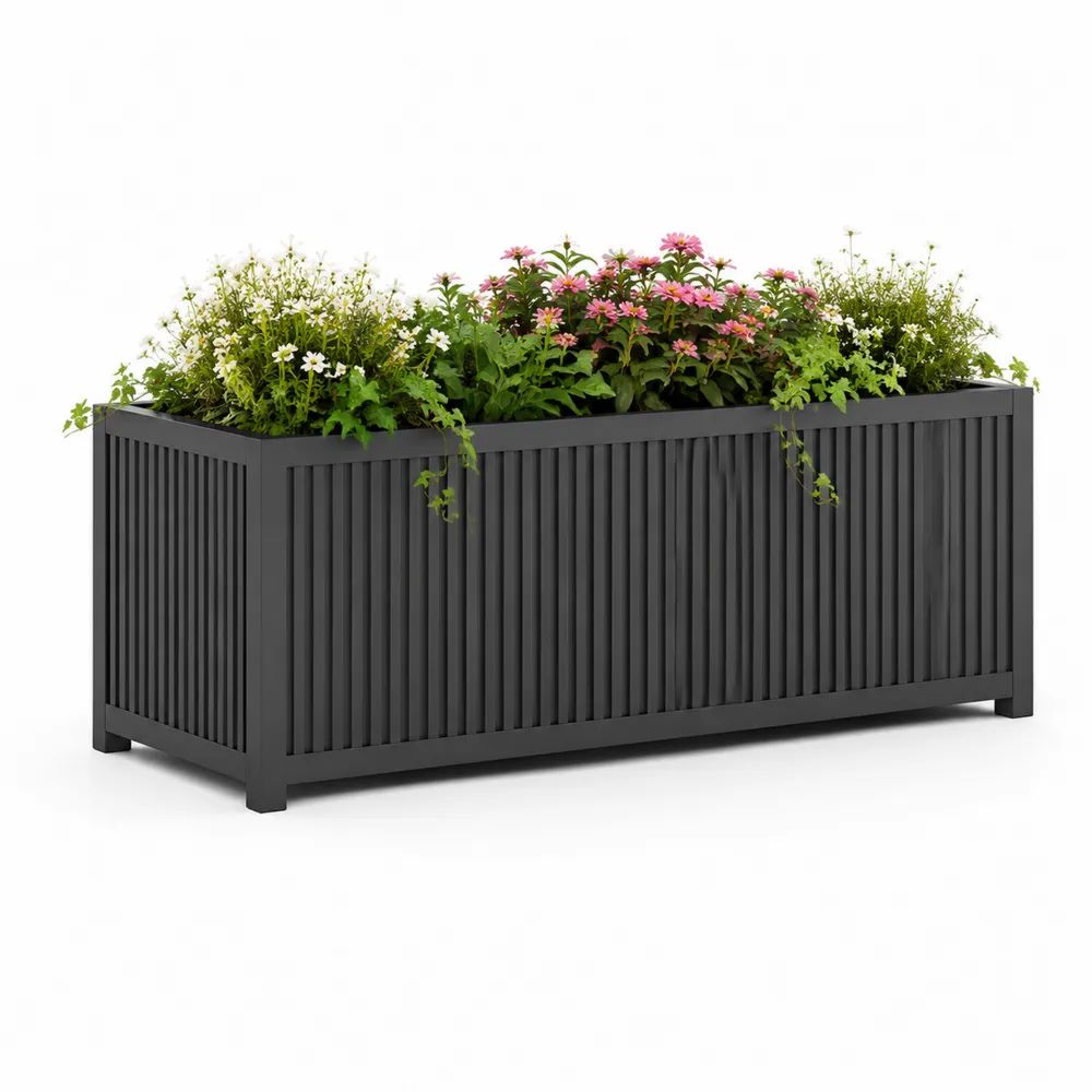 Jardinière surélevée rectangulaire en acier galvanisé thermolaqué anthracite, 100 × 40 × 45 cm
