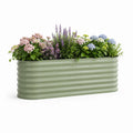 Bac potager surélevé rectangulaire en acier galvanisé vert sauge 180 × 60 × 60 cm