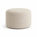 Pouf rond repose-pieds en tissu beige clair, 60 × 40 cm
