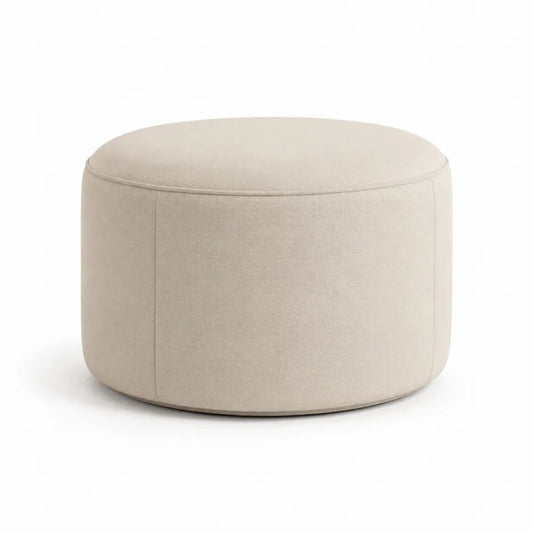 Pouf rond repose-pieds en tissu beige clair, 60 × 40 cm