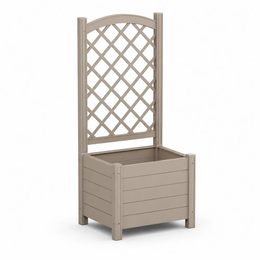 Bac à fleurs avec treillis en bois de pin massif taupe 40 × 40 × 135 cm