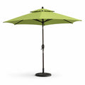 Parasol de jardin carré 270 × 270 × 245 cm vert anis et noir en polyester avec mât en acier, manivelle et socle rond
