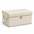 Coffre de rangement pliable rectangulaire en tissu avec couvercle, beige et taupe clair, 40 × 30 × 25 cm