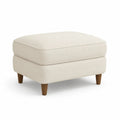 Pouf repose-pieds rectangulaire en tissu bouclé crème avec pieds en bois, 76 × 65 × 48 cm