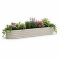 Jardinière surélevée rectangulaire en acier ondulé gris clair, 240 × 60 × 30 cm