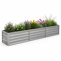Jardinière surélevée rectangulaire en acier galvanisé gris 240 × 80 × 45 cm